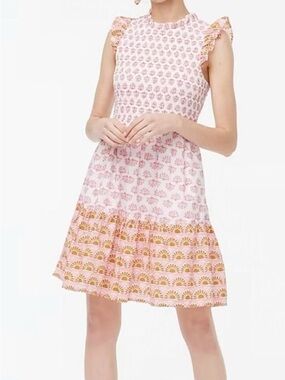 J Crew Mini Smocked Dress with Ruffled sleeves (S)